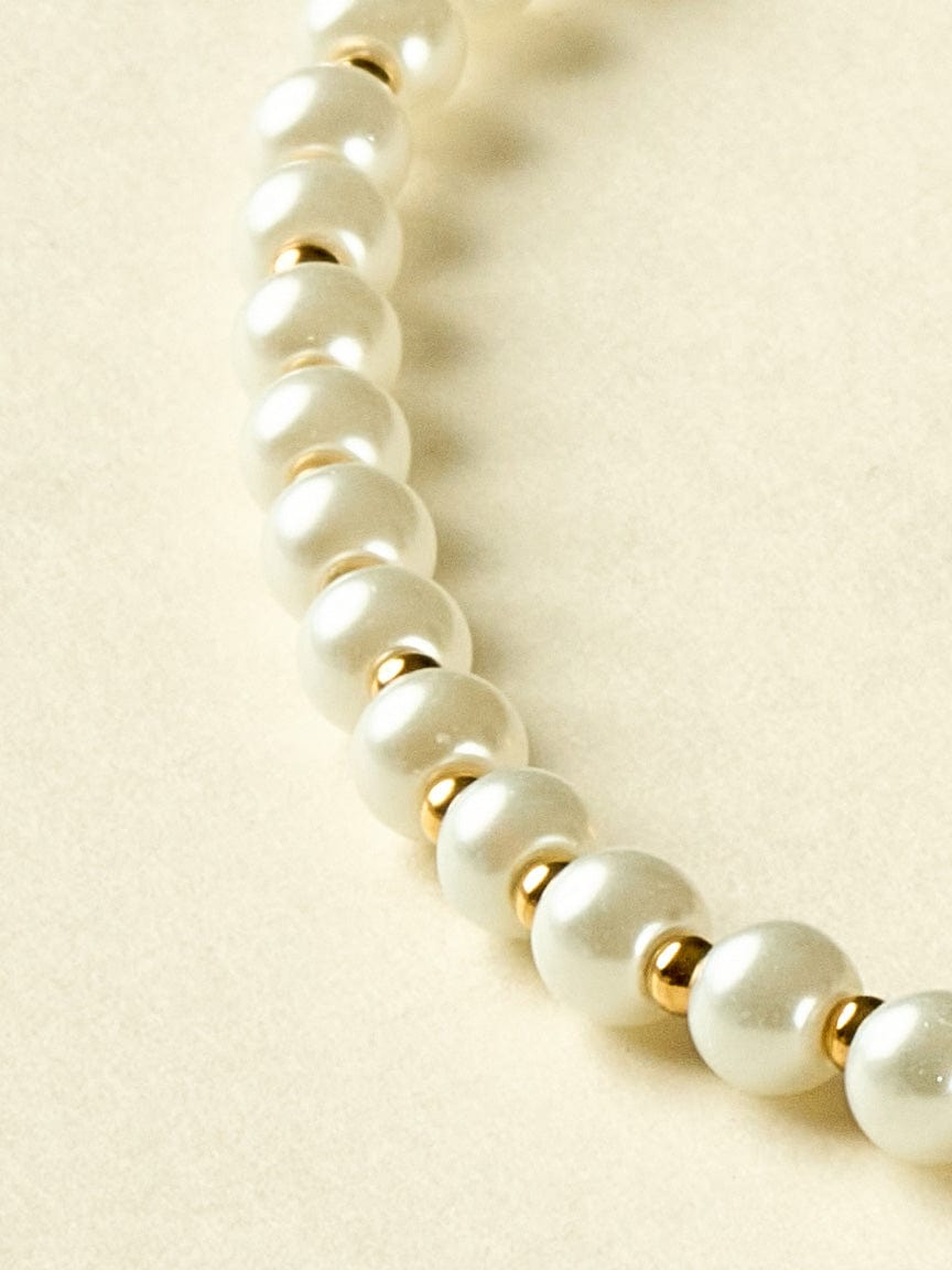 Gold Ribbon Pearl Necklace