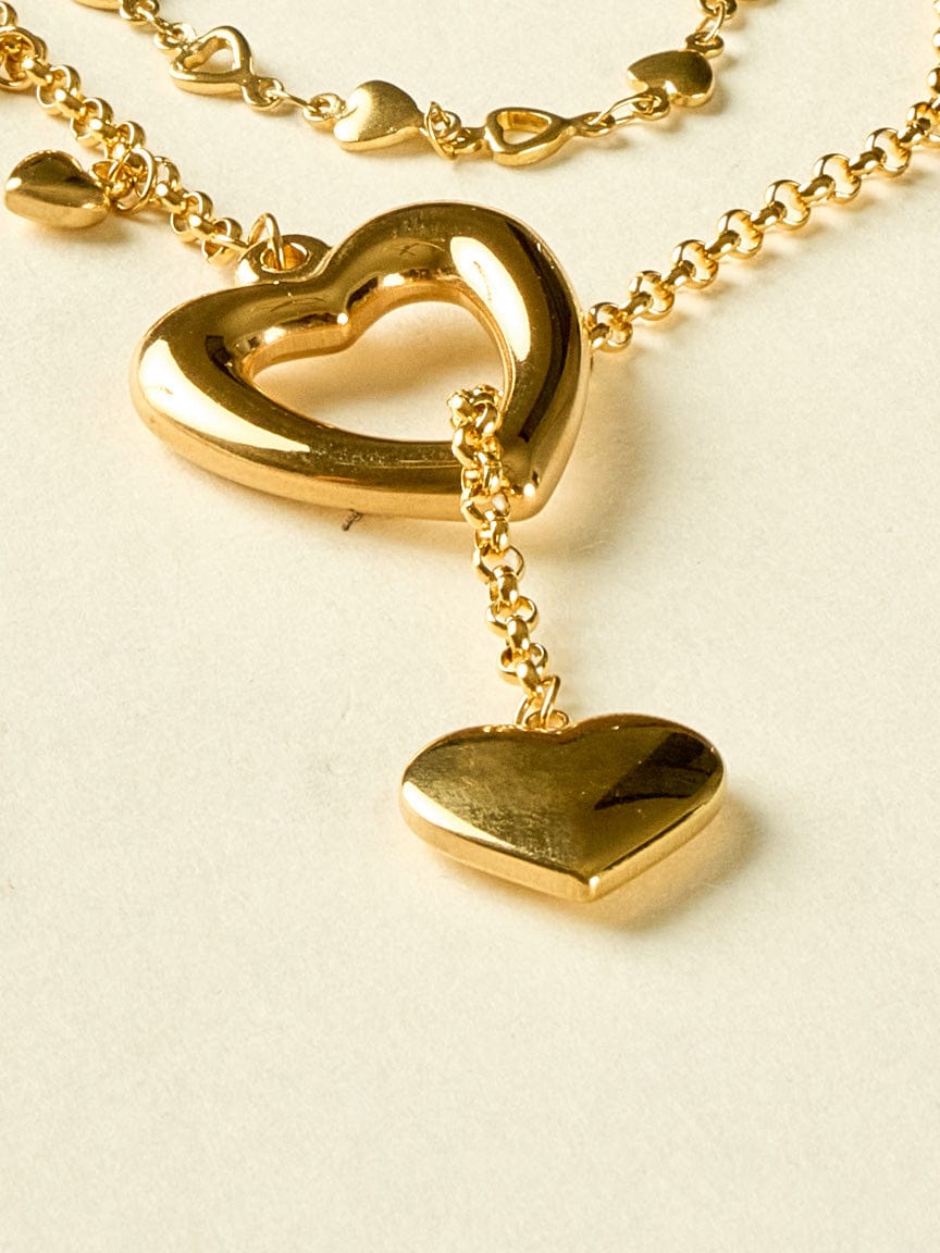 Gold Hearts Double Necklace