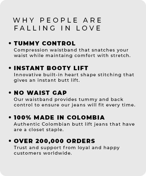Why people love butt lift jeans, tummy control, instant booty lift, no waist gap, popular.