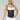 Full upper body view of a model wearing the semi vest latex waist trainer.