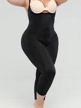 Black Colombian seamless full body shapewear with light compression, front view