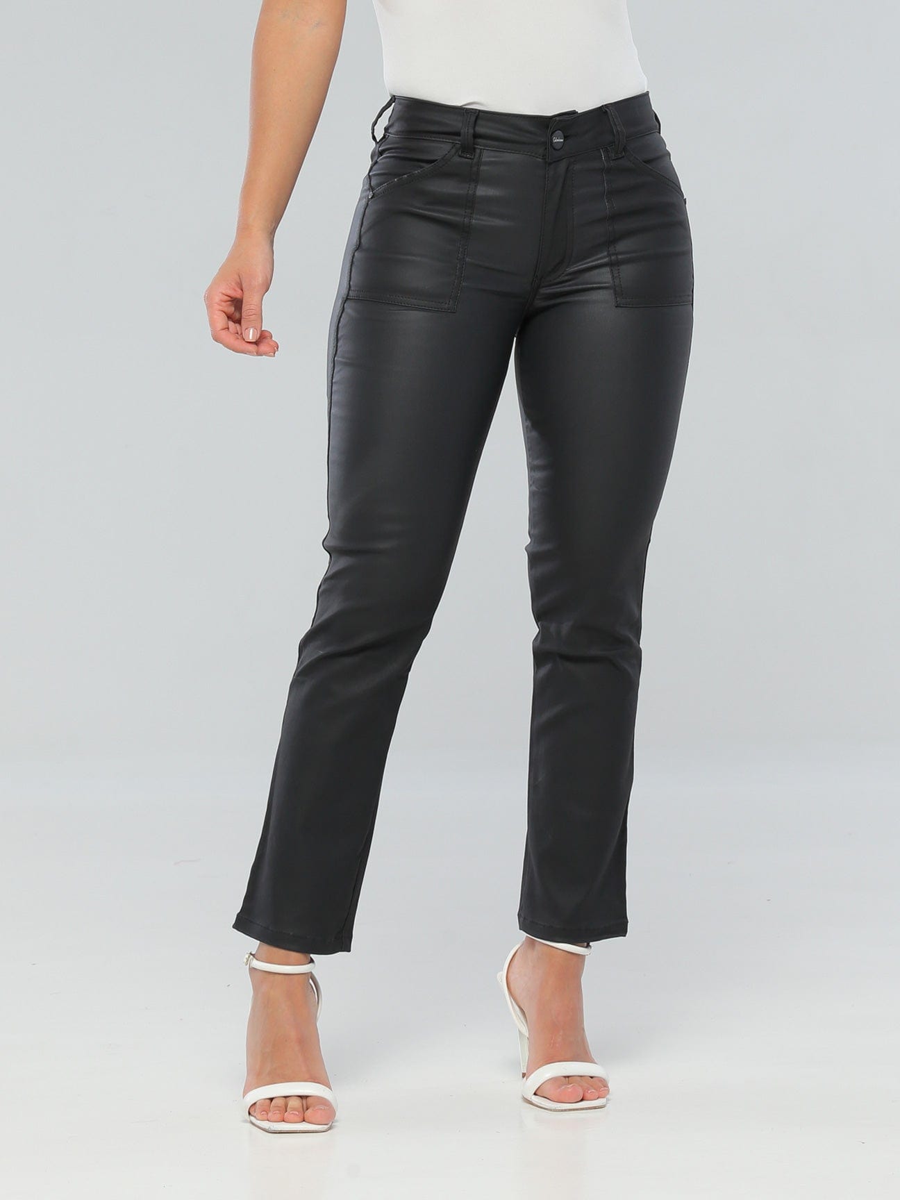 Leila Faux Leather Butt Lift Jeans CB4033