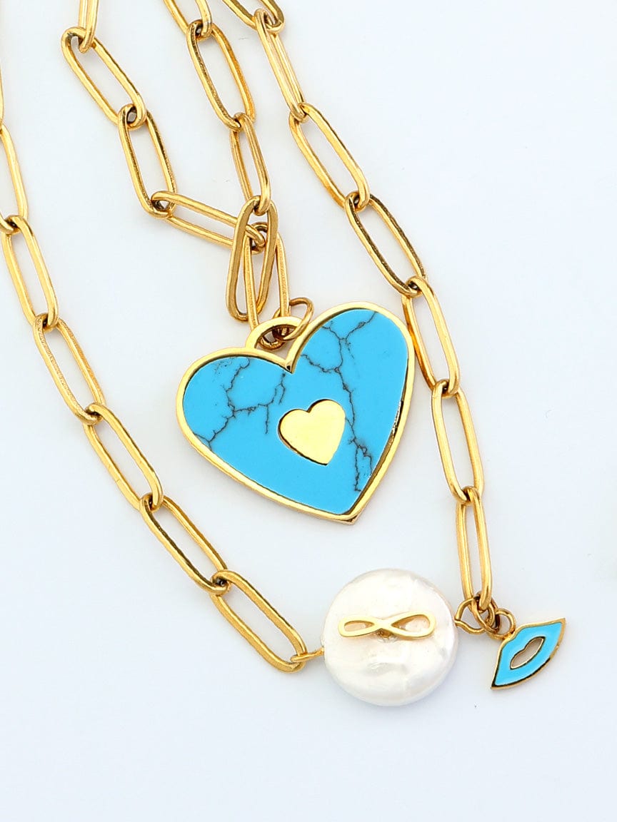 Chained Blue Heart Layering Set