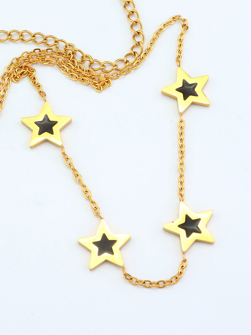 Black & Gold Star Y Necklace Layering Set