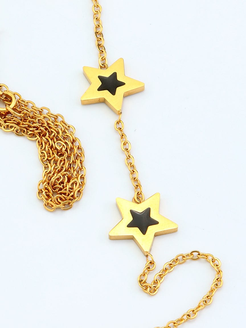 Black & Gold Star Y Necklace Layering Set