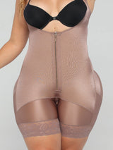 Cocoa Colombian faja shapewear with zipper and light compression, front view