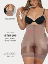 Cocoa Colombian faja shapewear with zipper and light compression, front view