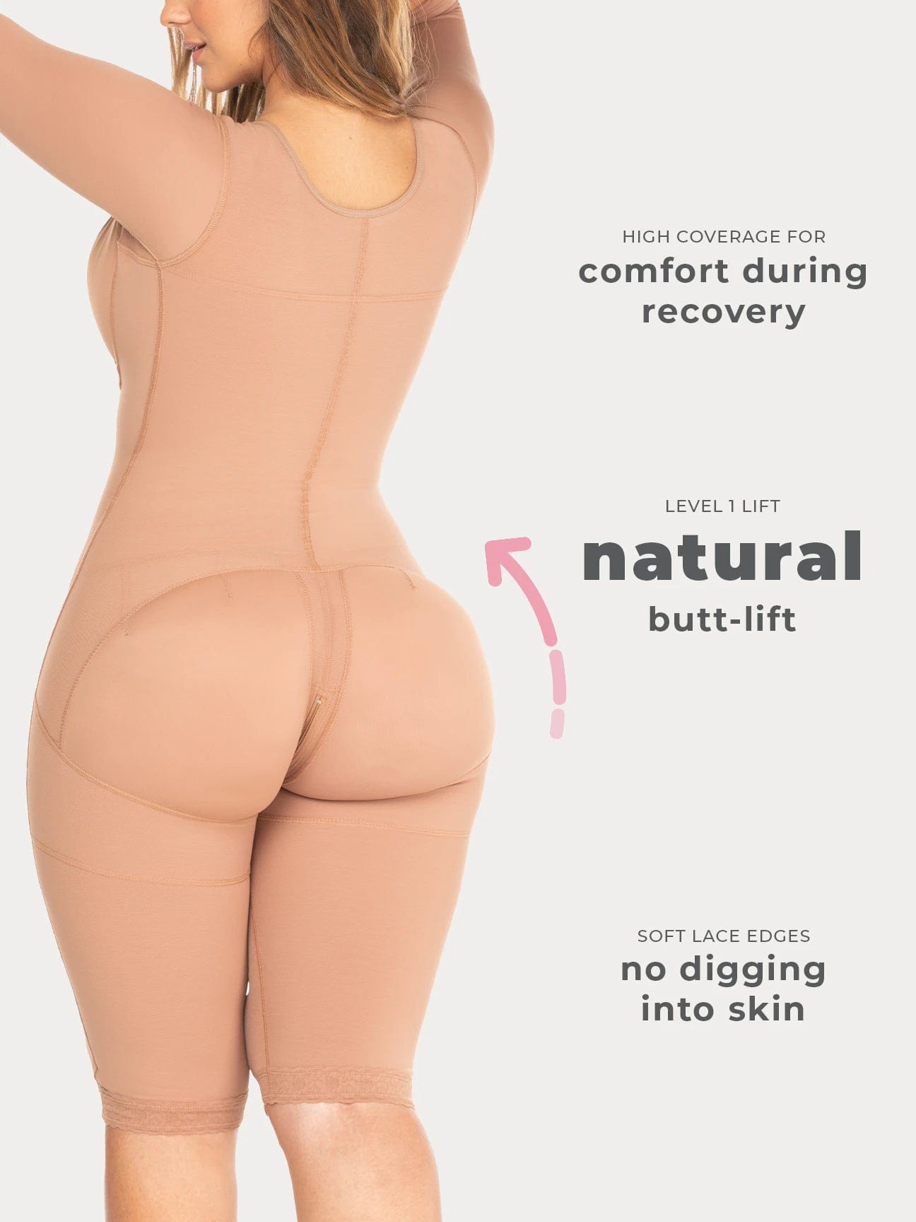 Faja postquirúrgica sobre la rodilla con cremallera lateral NS108