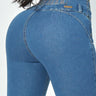 Mirabel Butt Lift Medium Blue Wash Jeans waist butt back view.