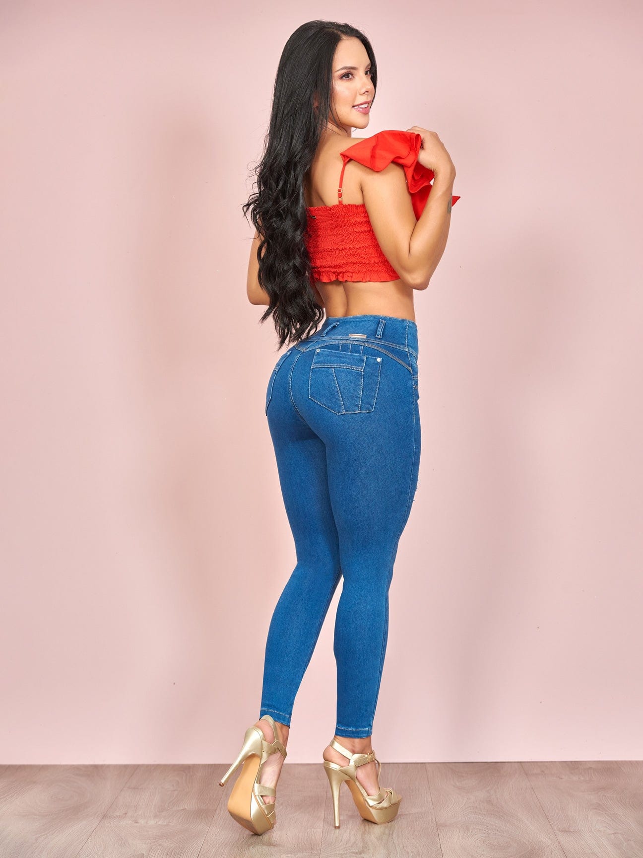 Full back view of Jersey Girl Booty Jeans.