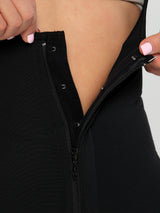 Black Colombian faja with internal hook-and-eye for extra support, close-up