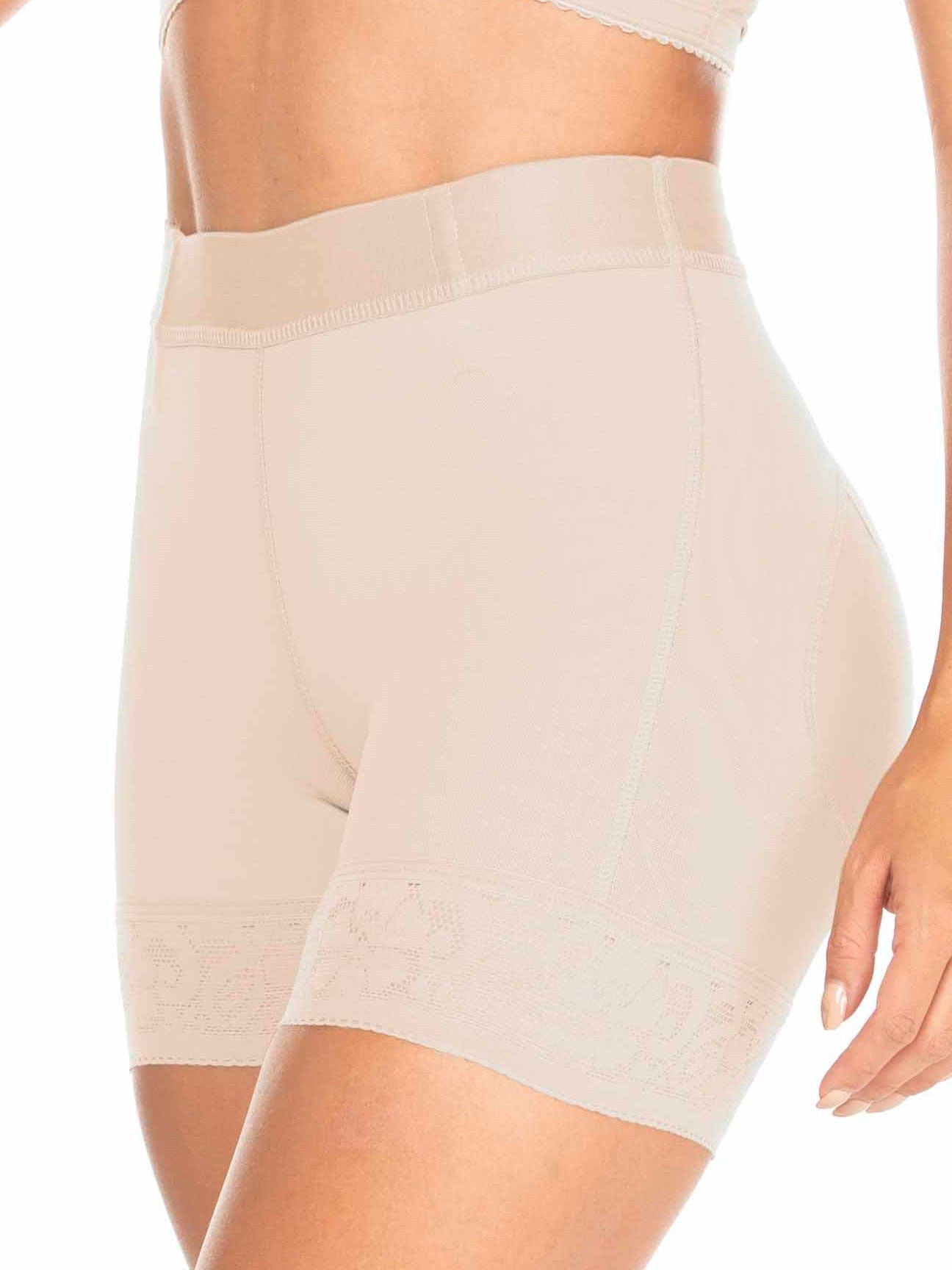 Lower view of white high waist powernet butt lifter.