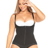 Front view of high compression black panty bodysuit faja with zipper.