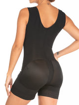 Black Colombian faja shapewear bodysuit butt-lifting panels and back bulge control, back view