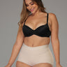 Boy Shorts Butt Lifter full body front view beige color plus sized model.