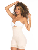 Side view of a beige invisible shorts and waist shaper.