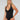 Halter Shaping Bodysuit with Tummy Control black color front view.