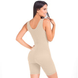 Beige Colombian shapewear with butt-lifting panels and anti-back bulge panels, side view