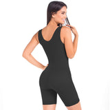 Black Colombian shapewear with butt-lifting panels and anti-back bulge panels, side view